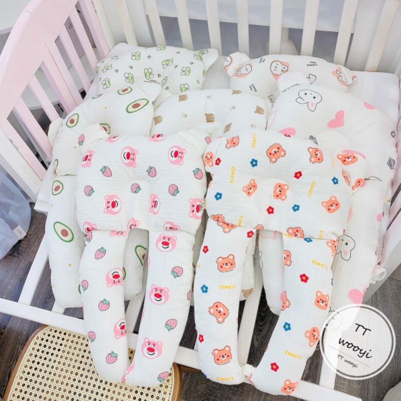 Gối đa năng chữ U, gối chặn kiêm gối ôm chất đũi gân thoáng mát cho bé yêu