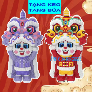 Xếp hình bearbrick thỏ mèo đội lân 52cm đồ chơi xếp hình trẻ em nanoblock Đồ chơi lắp ráp cho bé