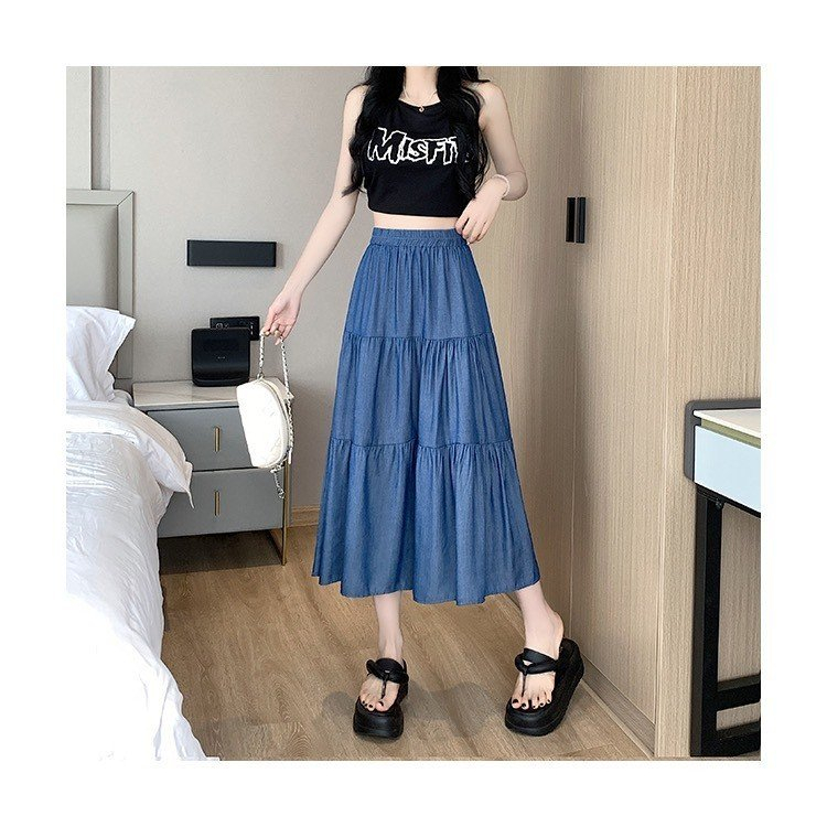 Chân Váy Jeans Nữ Vintate Dáng Dài 🦋 Váy Bò Nữ Dáng Dài Cạp Chun 2 Màu 🦋