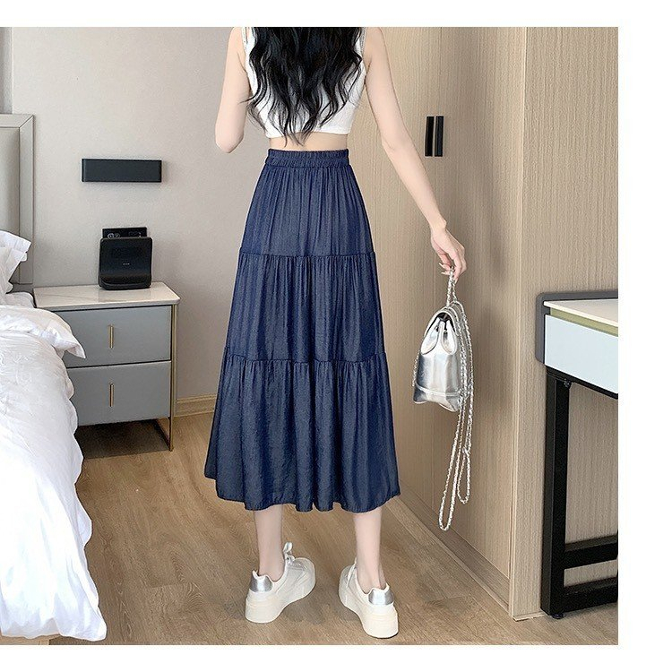 Chân Váy Jeans Nữ Vintate Dáng Dài 🦋 Váy Bò Nữ Dáng Dài Cạp Chun 2 Màu 🦋