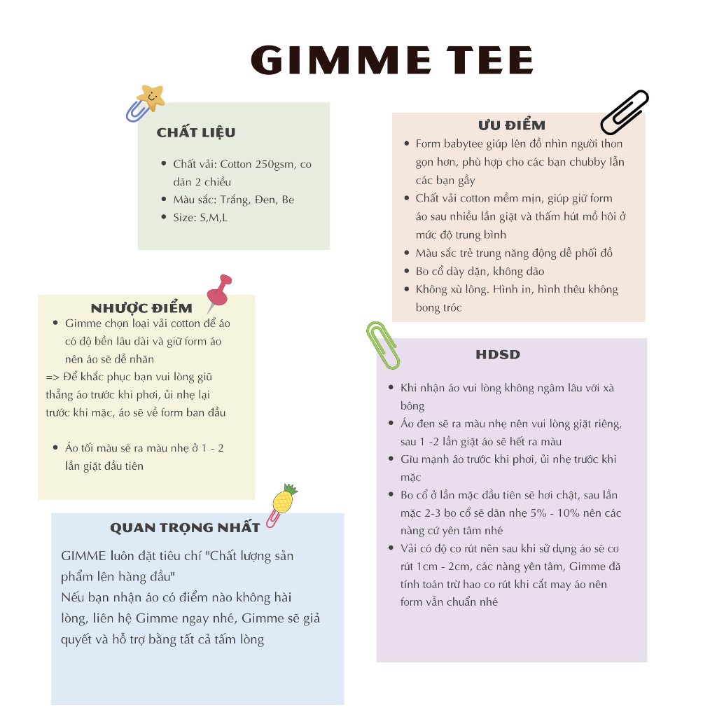 Áo thun babytee trơn Gimme 100% cotton - GMB13