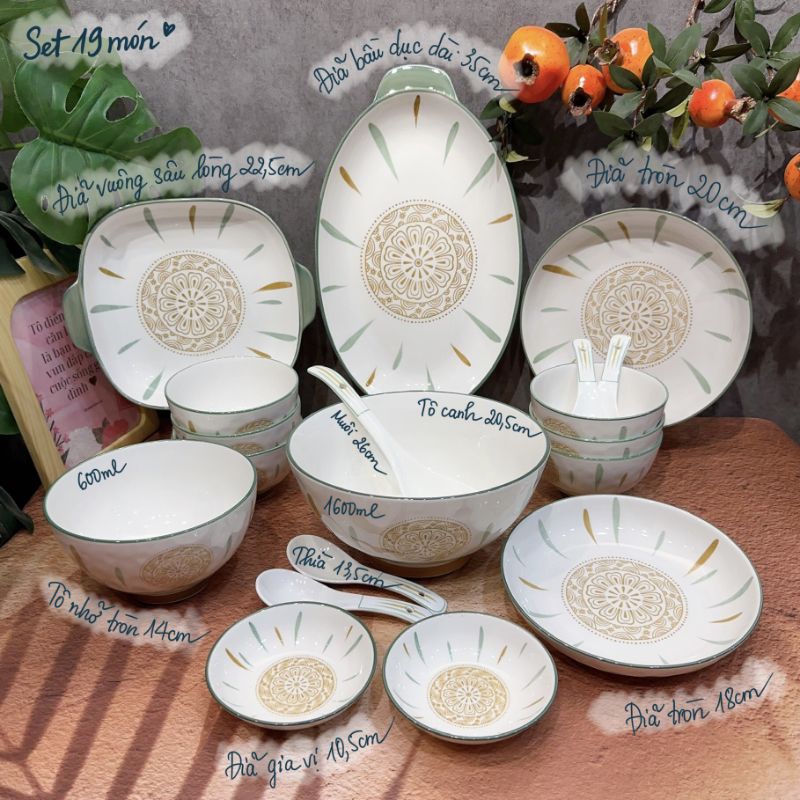 🌺set bát đĩa thổ cẩm vân tách lẻ món🌺