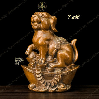 Chó đứng cục Vàng - Tuất Đắc Lộc - Tam Hạp Dần Ngọ Tuất - Tượng Đồng Phong Thủy