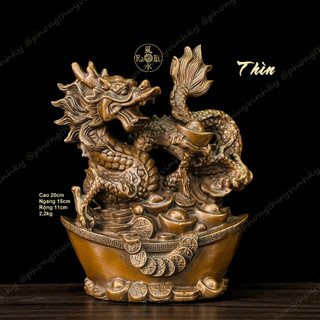 Rồng ngồi Cục Vàng - Tam Hạp Tí Thìn Thân - Tượng Đồng Phong Thủy