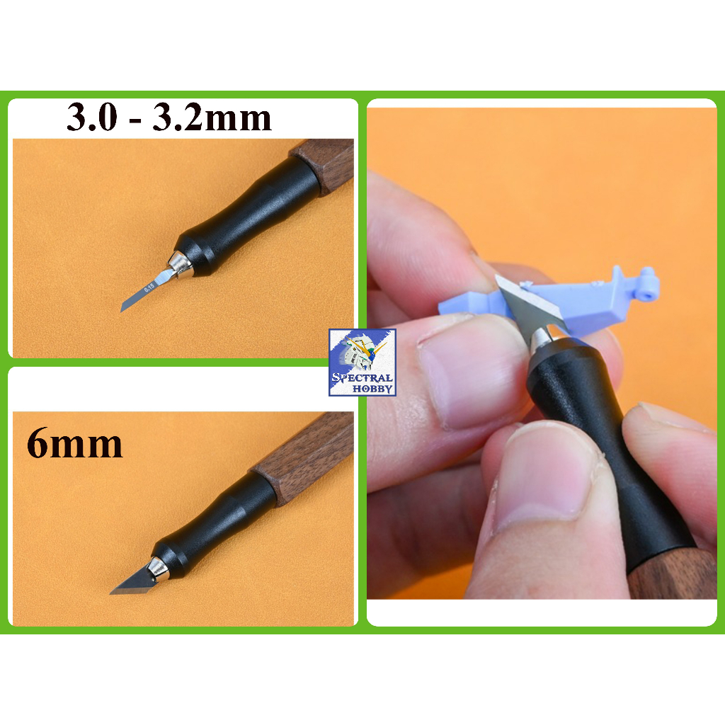 Dụng cụ 100Shiki kẻ tạo line chisel 0.1 - 1.0mm cho mô hình kèm Cán chisel Yata mirror engraving knife pen holder