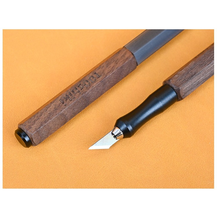 Dụng cụ 100-shiki cán giữ chisel dao mô hình Wood Pen Knife丨Wide Blade丨Wooden Pen Holder
