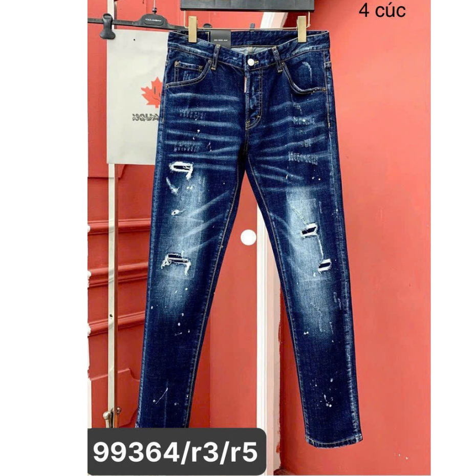 Quần Jeans DSQ Nam Thêu Logo Hình Siêu Chất - Quần DSQ Nam Vẩy Sơn Cao Cấp Hót 2024