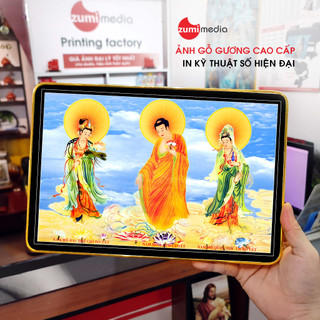 Tranh Phật Tây Phương Tam Thánh, gỗ gương cao cấp