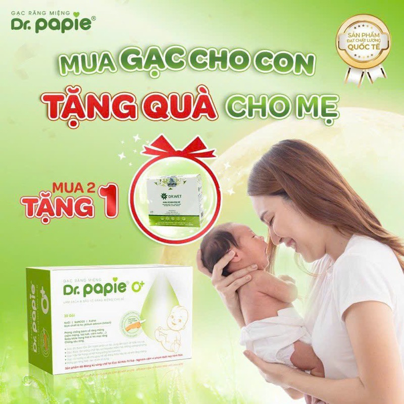 Rơ lưỡi Dr.Papie vệ sinh răng miệng cho bé - Hộp 30 gói