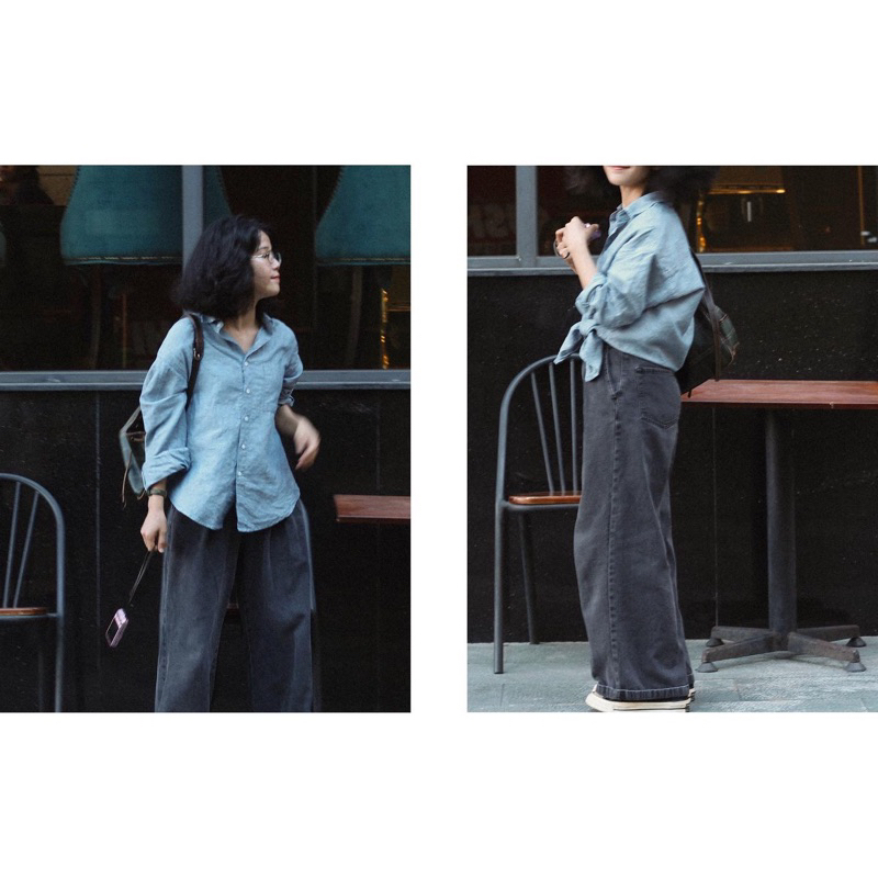 Áo sơmi linen tưng - baby blue by chimxanh