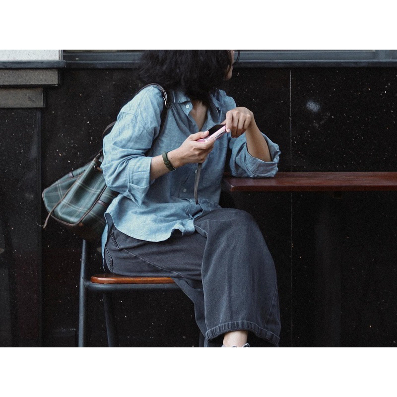 Áo sơmi linen tưng - baby blue by chimxanh