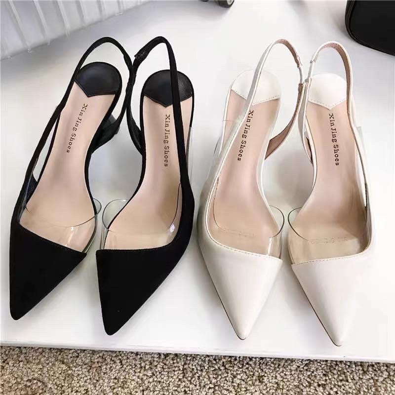 Giày cao gót phối mika
