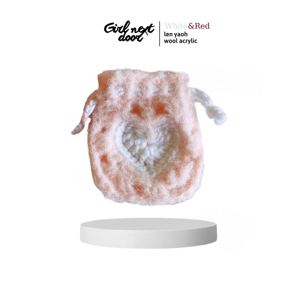 Túi đựng airpod họa tiết trái tim handmade