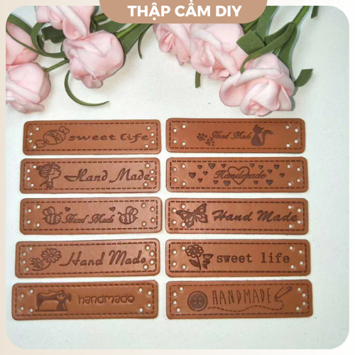 Mác Da Chữ "Handmade" Trang Trí Sản Phẩm Thủ Công