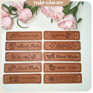 Mác da chữ "handmade" trang trí sản phẩm thủ công