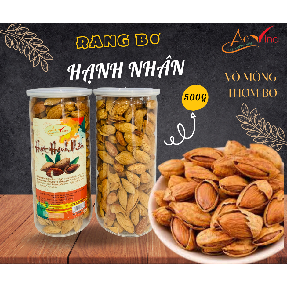 500G Hạnh Nhân Rang Bơ Vỏ Mỏng, Tẩm Mật Ong Thơm Ngon Hạt Dinh Dưỡng,Đồ ăn vặt Healthy