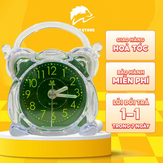 Đồng hồ báo thức kim trôi dạ quang, đồng hồ kim trôi báo thức mini Nhím Store không tiếng ồn có đèn nền kích thước nhỏ
