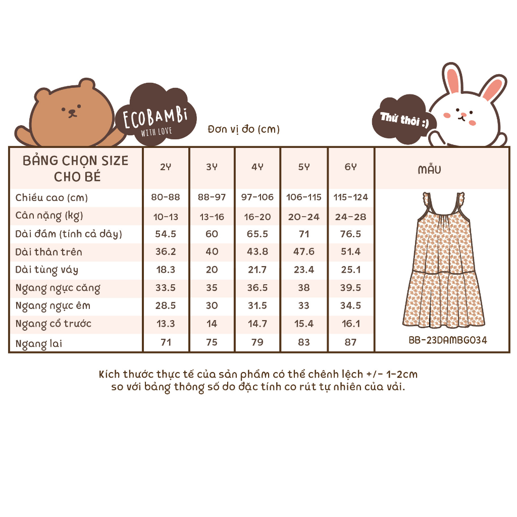 Đầm xoè xô Muslin 2 dây phối cánh tiên in hoạ tiết xinh xắn cho bé gái - BB-23DAMBG034