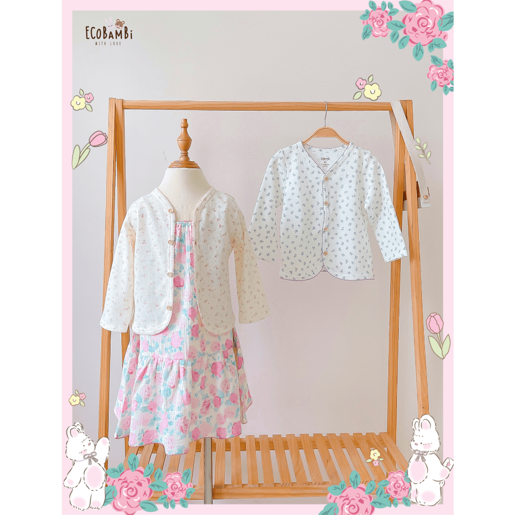 Đầm xoè xô Muslin 2 dây phối cánh tiên in hoạ tiết xinh xắn cho bé gái - BB-23DAMBG034