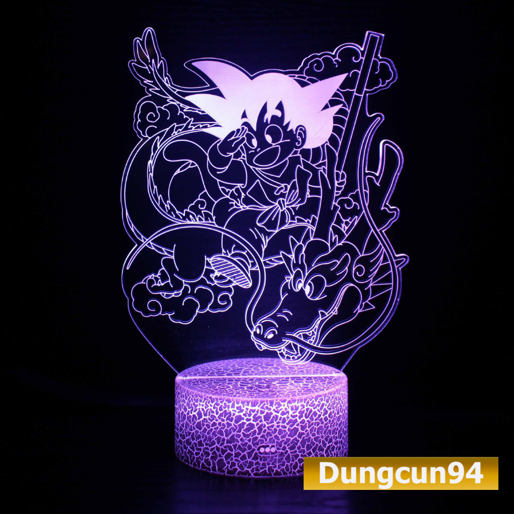 Đèn Ngủ Led 3D 7 màu dragon ball Có Remote Điều Khiển
