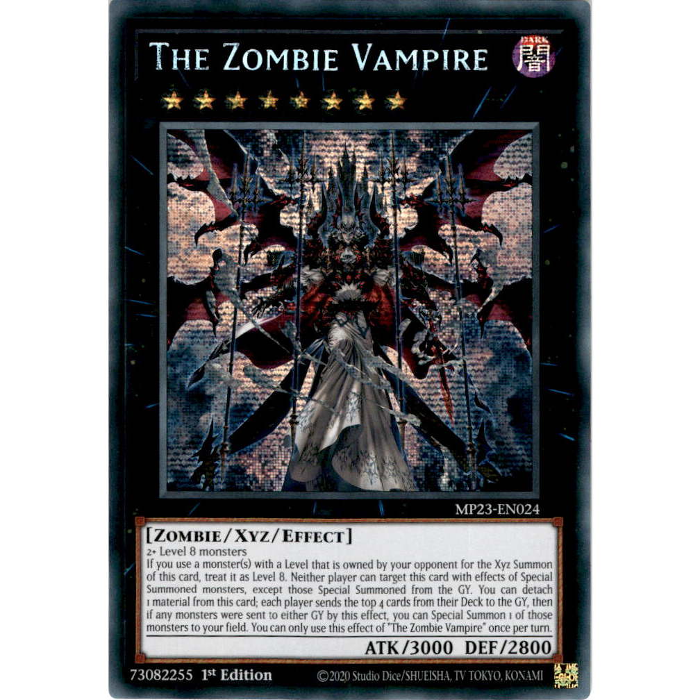 Thẻ bài YUGIOH - The Zombie Vampire - MP23-EN024 - Prismatic Secret Rare 1st Edition - XYZ Monster