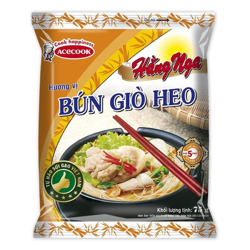 Combo 5 gói Bún Giò heo Hằng Nga Acecook gói 75g