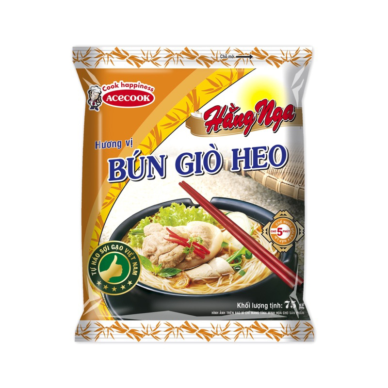 Combo 5 gói Bún Giò heo Hằng Nga Acecook gói 75g