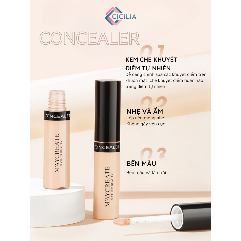Kem Che Khuyết Điểm CICILIA Gồm 3 Màu Chuyên Dụng Che Phủ Hiệu Quả Lâu Trôi CI-011