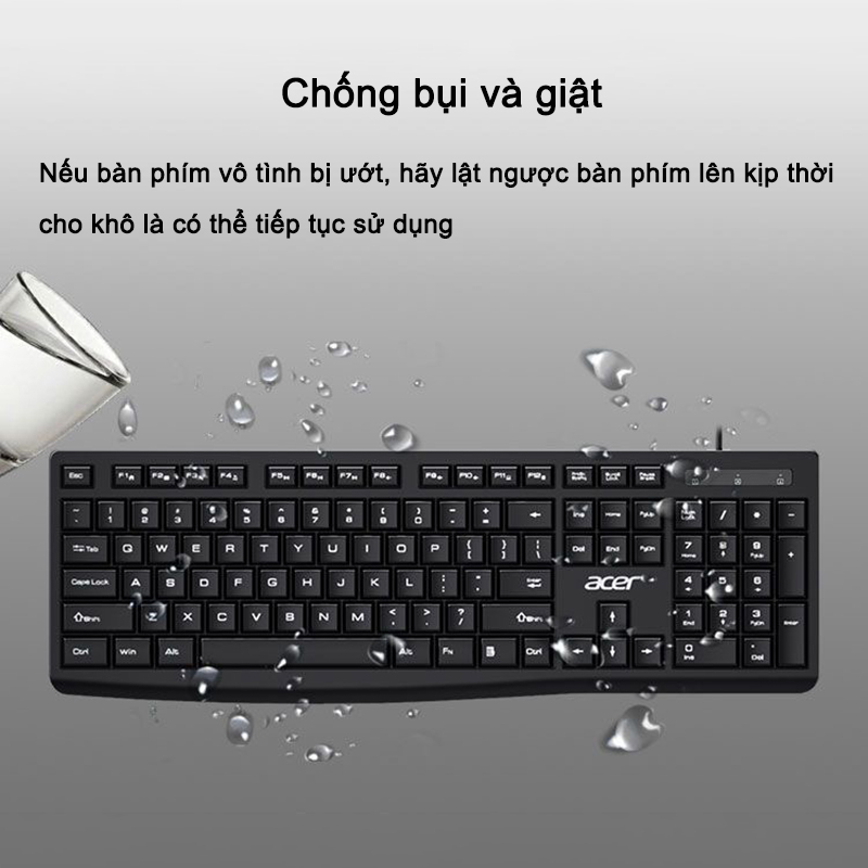 Bộ Bàn Phím Chuột Có Dây Acer OAK040 Chuyên Dụng Cho Văn Phòng Và Chơi Game Phù Hợp Cho Máy Tính để bàn, laptop