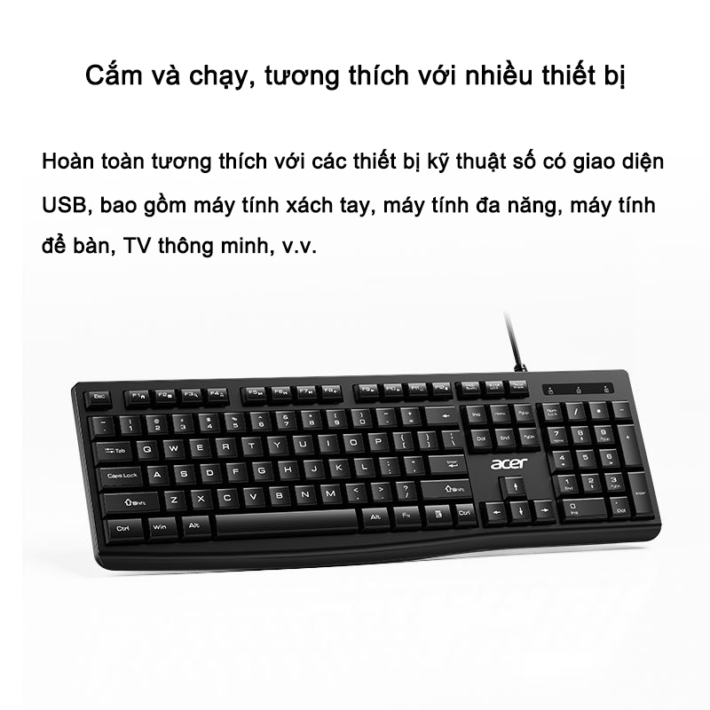 Bộ Bàn Phím Chuột Có Dây Acer OAK040 Chuyên Dụng Cho Văn Phòng Và Chơi Game Phù Hợp Cho Máy Tính để bàn, laptop