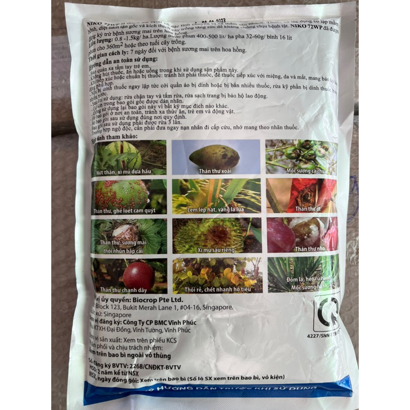 NIKO 72WP  BỘT XANH GÓI 1KG .CHUYÊN TRỪ BÊNH CÂY TRỒNG