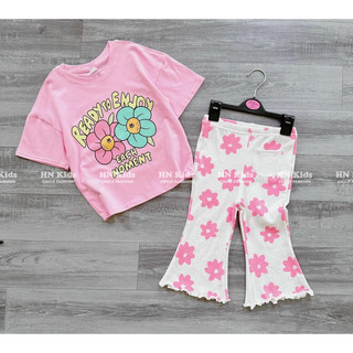 Sét bộ thun quần legging ống loe bé gái từ 8kg - 24kg