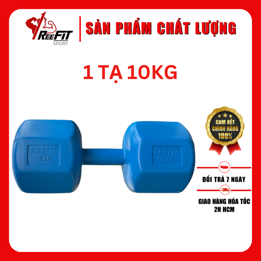 Tạ tay nhựa bát giác Reefit 10kg màu xanh có ruột