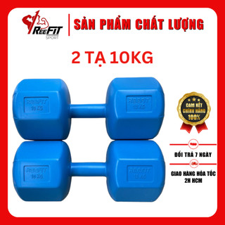 Bộ 2 tạ tay nhựa bát giác Reefit 10kg có ruột