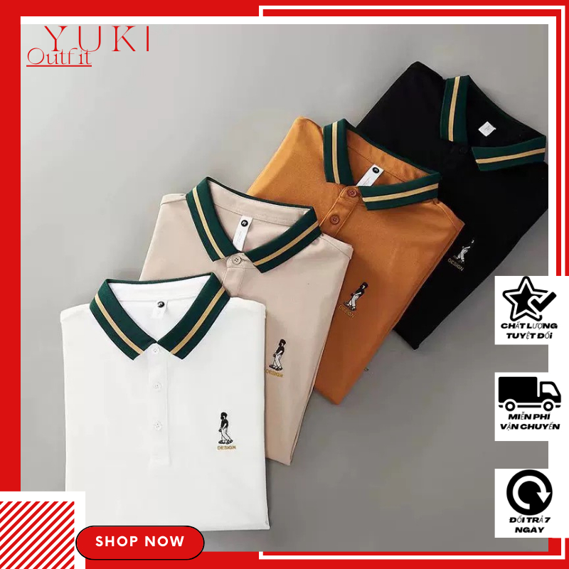 Áo thun polo chất poly cao cấp co dãn nhẹ nhiều màu thêu logo phối tay và cổ áo sang trọng thanh lịch YUKI OUTFIT