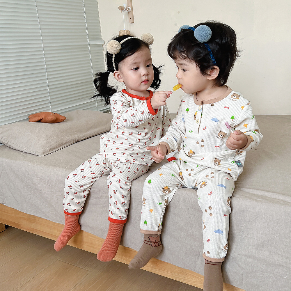 Quần áo trẻ em thu đông hoạ tiết siêu đáng yêu, Bộ đồ bé gái, bé trai dài tay phong cách Hàn Quốc