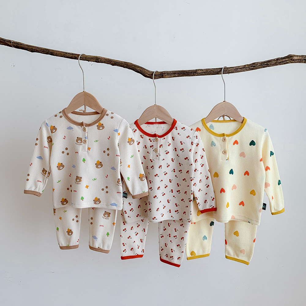 Quần áo trẻ em thu đông hoạ tiết siêu đáng yêu, Bộ đồ bé gái, bé trai dài tay phong cách Hàn Quốc