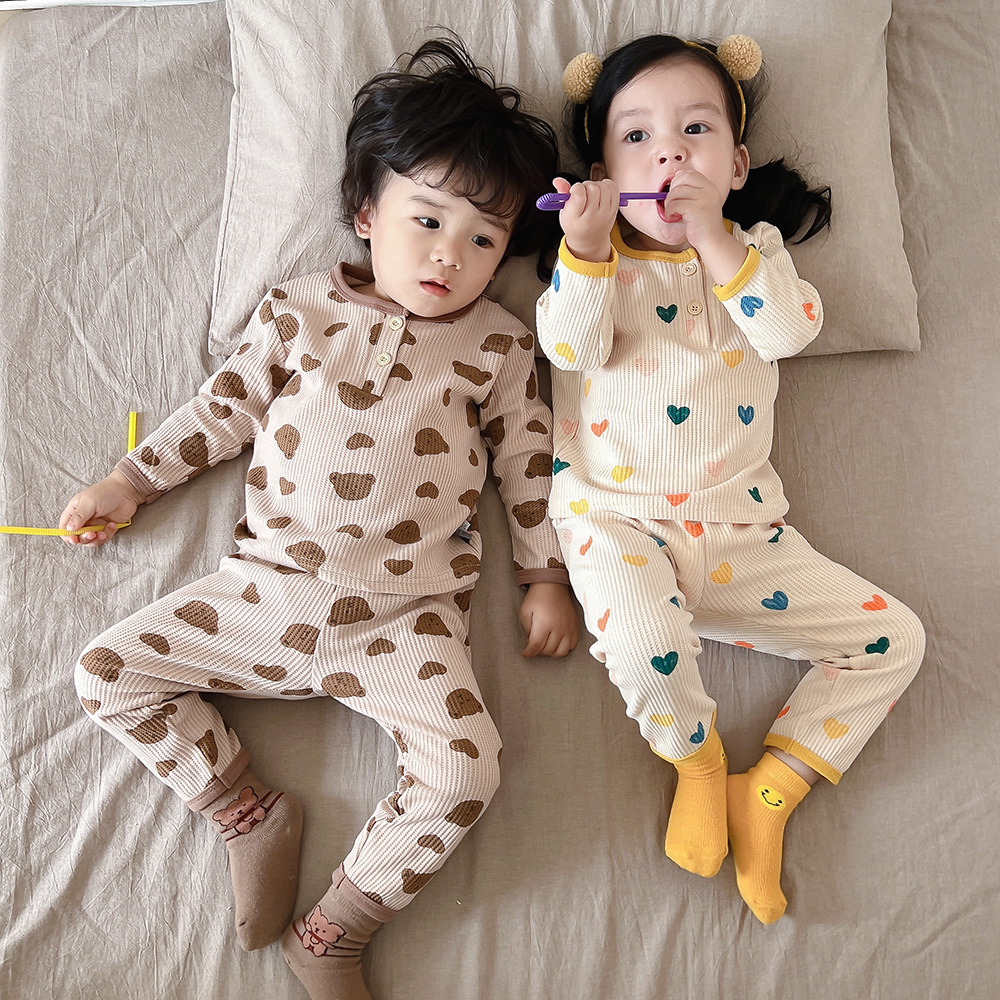 Quần áo trẻ em thu đông hoạ tiết siêu đáng yêu, Bộ đồ bé gái, bé trai dài tay phong cách Hàn Quốc