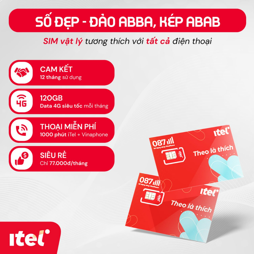 SIM số lặp ABAB, số kép AABB - Cam kết sử dụng 12 tháng