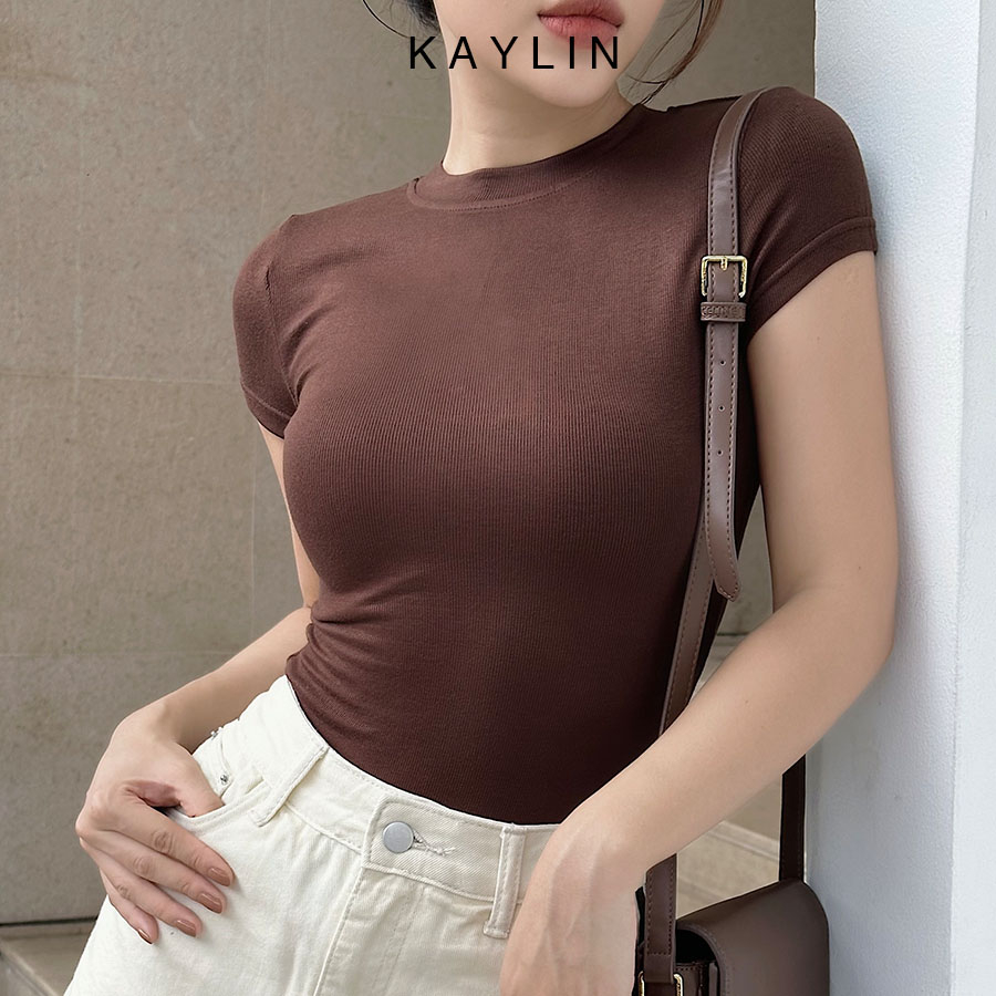 Áo thun Basic chất gân form ôm body phong cách mát mẻ KAYLIN - N2116