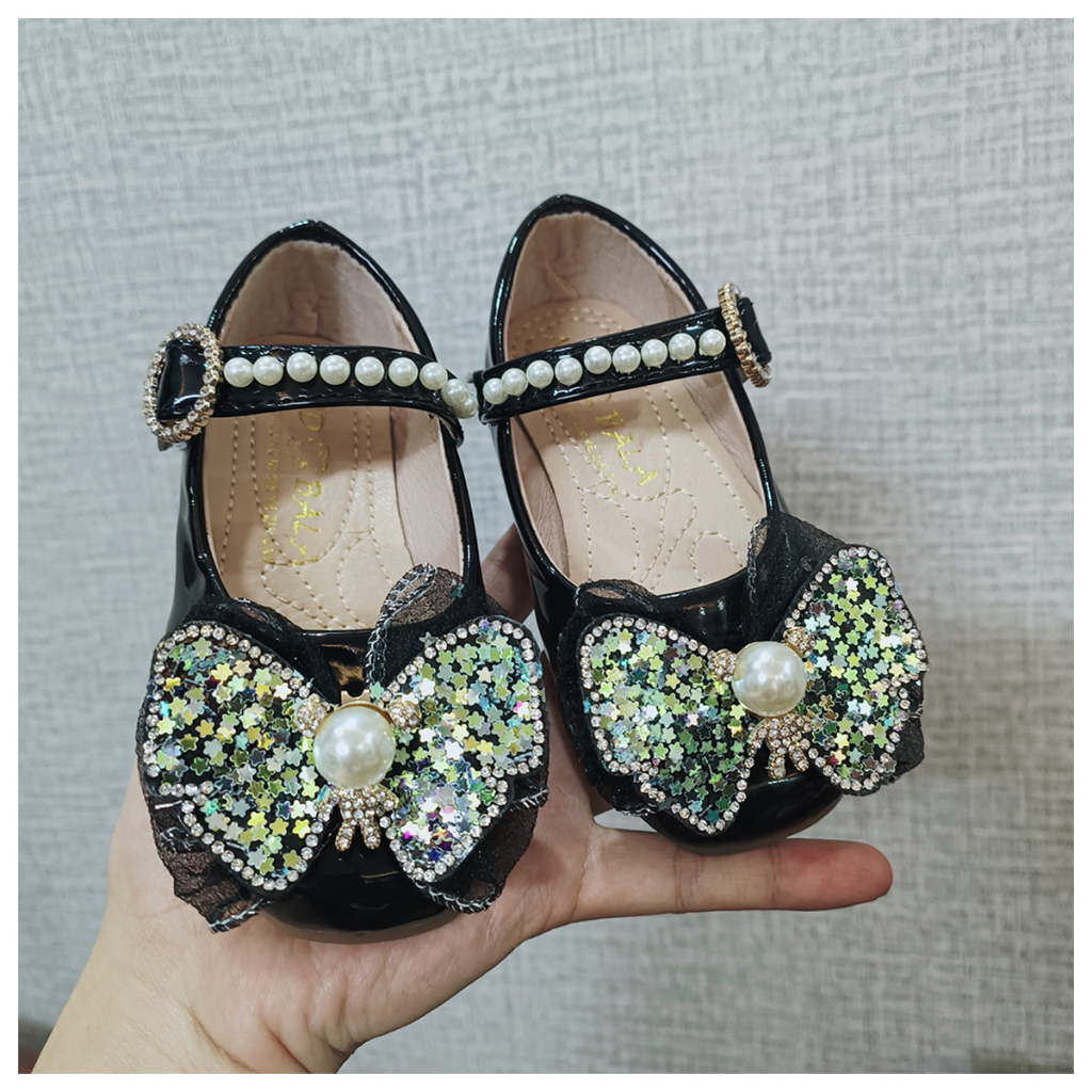 Giầy búp bê bé gái - Mã 11  đáng yêu thời trang hai mầu Đen, Kem  - M11