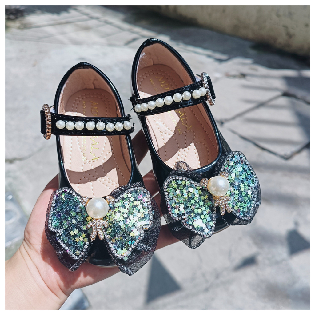 Giầy búp bê bé gái - Mã 11  đáng yêu thời trang hai mầu Đen, Kem  - M11