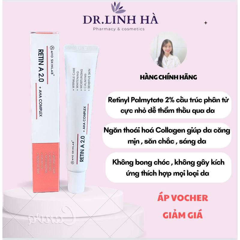 Retinal A cream Avo skinlab sáng da , giảm mụn giảm nám tàn nhang , chống lão hoá giúp da căng mịn Dr Linh Hà
