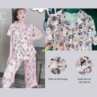 Bộ pijama lửng lụa cao cấp hàng hiệu cc homewear