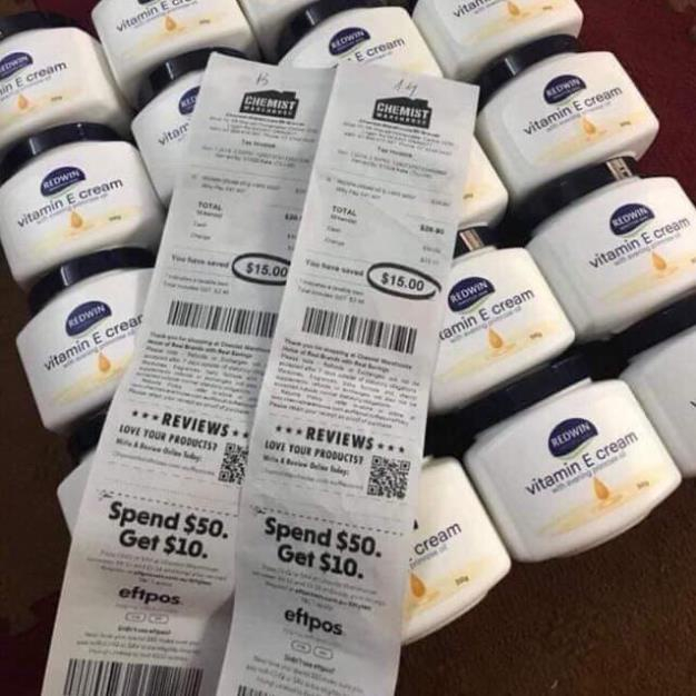 Kem dưỡng vitamin e cream redwin 300g úc chính hãng giúp da mềm mịn sáng bóng hết khô nứt nẻ