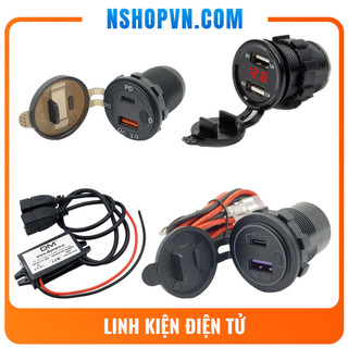 Bộ sạc điện thoại gắn xe máy 2 cổng USB