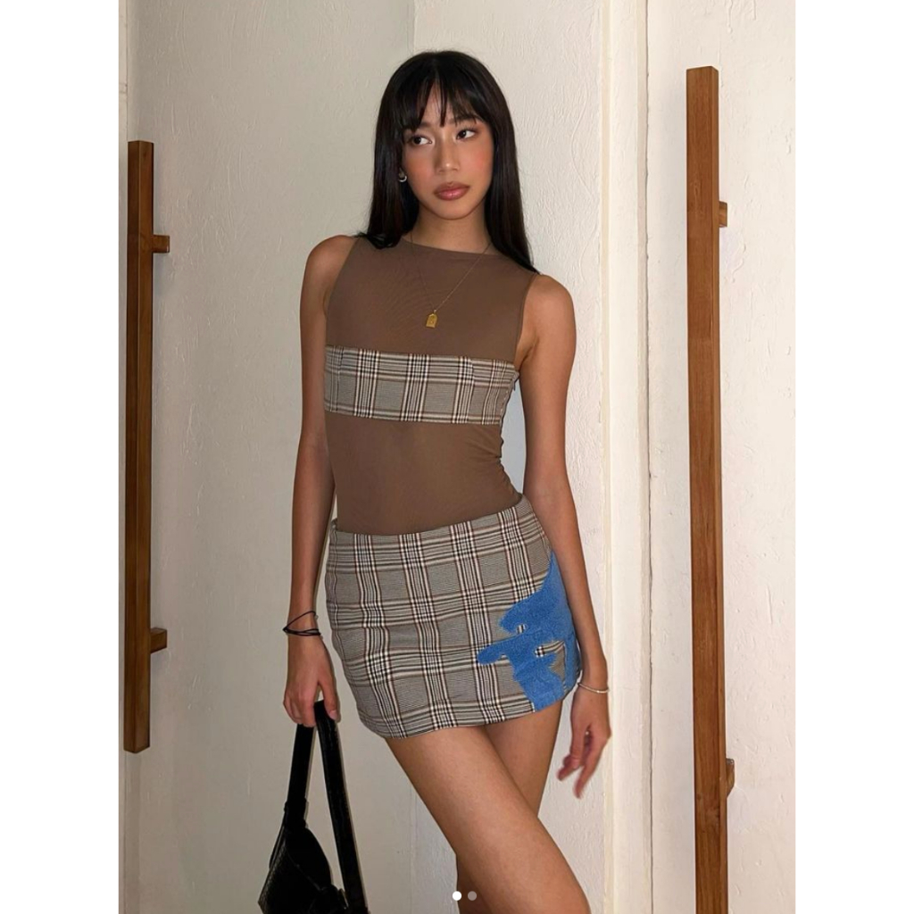 Áo voan nâu caro HeartBurn