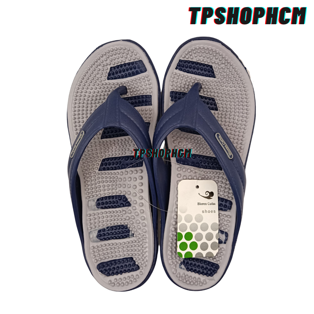 Dép kẹp gai xỏ ngón massage chân bioren nam nữ xanh , nâu siêu bền chống nước đi mưa