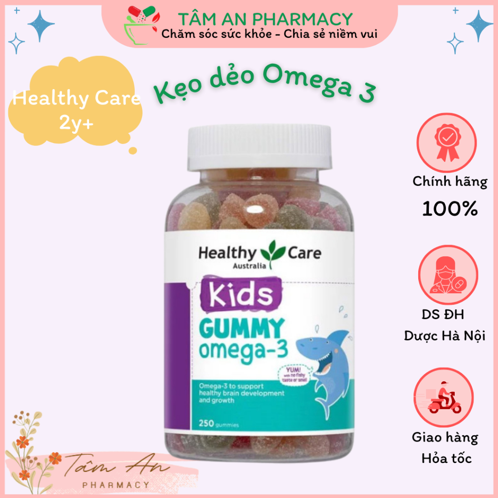 Kẹo dẻo DHA Gummy Omega 3 Healthy Care 250 viên