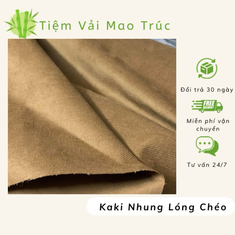 Vải kaki nhung lóng chéo dày